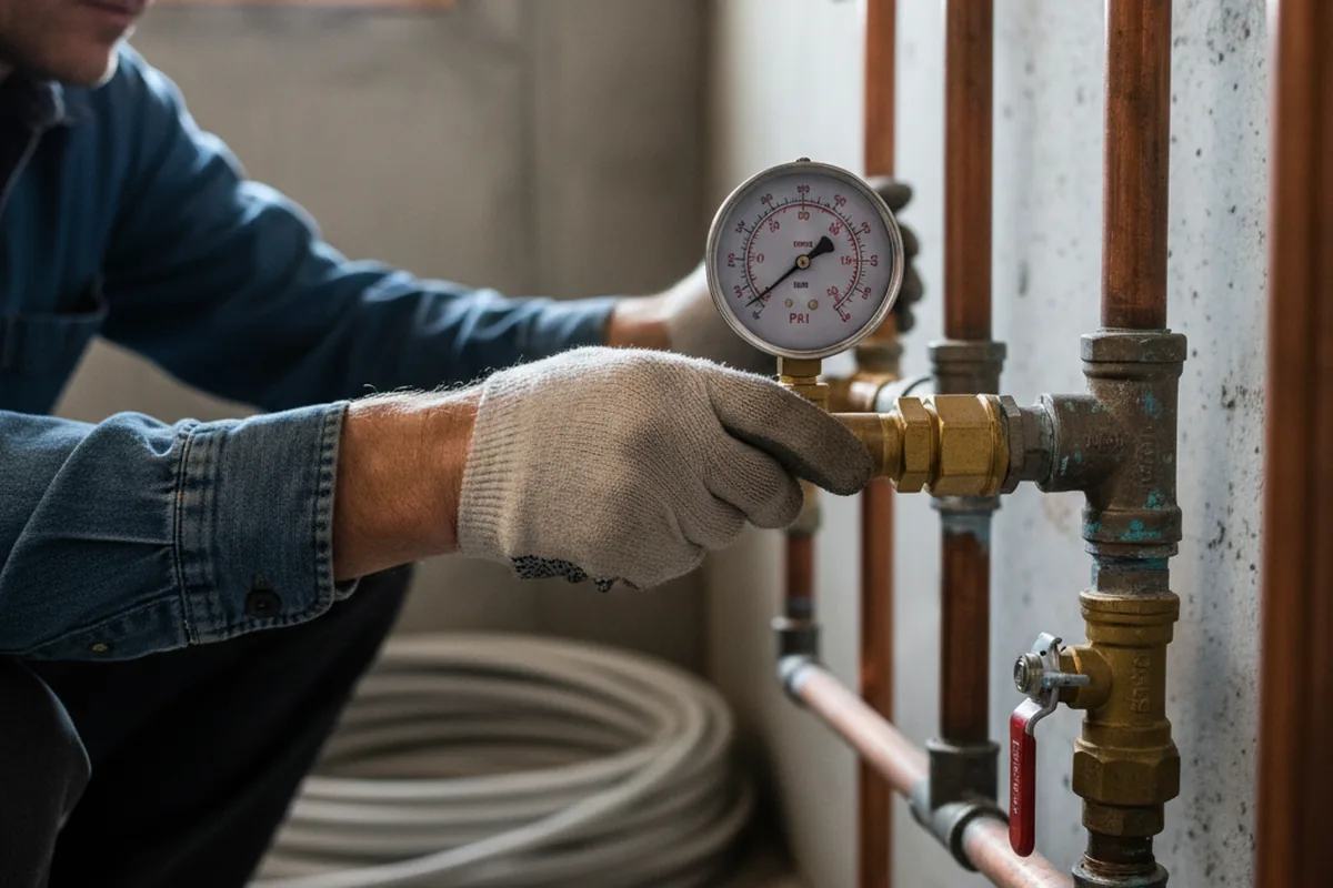 Pressure testing a repaired line during Water Line Repair in Glens Falls